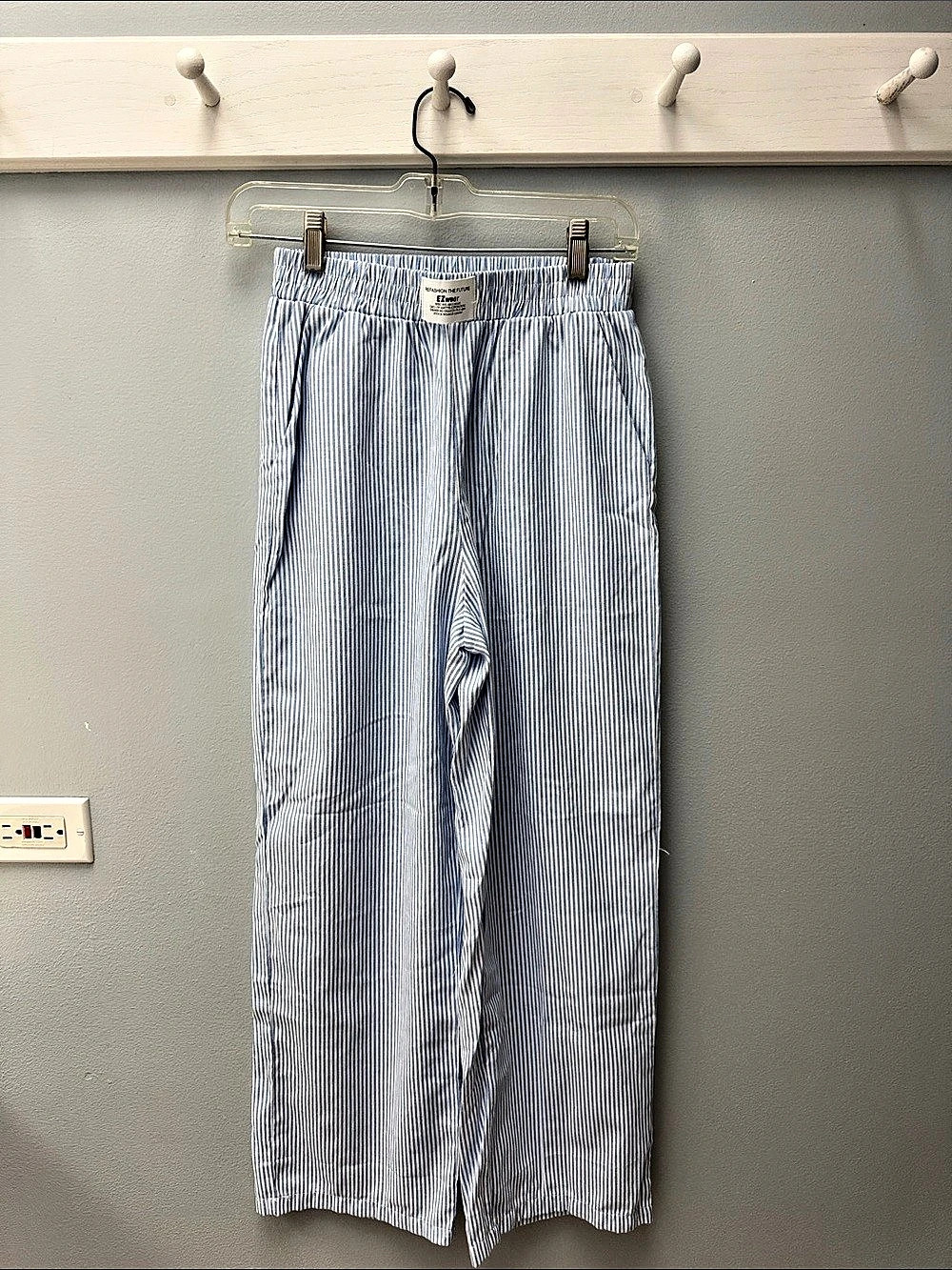 SHEIN Zwead Striped Wide Leg Pants Blue & White Girls Size 2